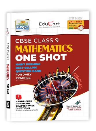Book cover number 1 for CBSE One Shot Mathematics Class 9 (2025-26) written by Digraj Singh Rajput, Mansi Sharma published by Educart