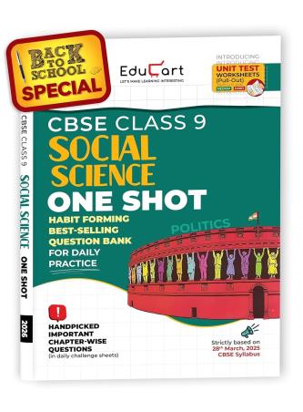 Book cover number 1 for CBSE One Shot Social Science Class 9 (2025-26) written by Digraj Singh Rajput published by Educart