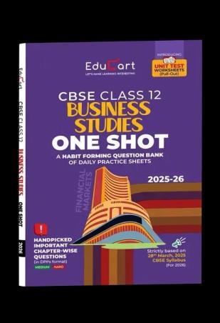 Book cover number 1 for CBSE One Shot Business Studies Class 12 (2025-26) written by NA published by Educart