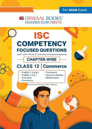 Book cover number 1 for Oswaal ISC Competency Focused Questions Chapter-Wise Class 12 Commerce (For 2026 Exam) written by NA published by Oswaal Books