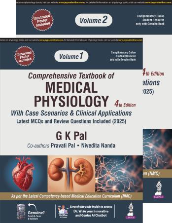 Book cover number 1 for Comprehensive Textbook of Medical Physiology Volume  1 & 2 (4th Edition) written by G. K. Pal published by Jaypee Brothers Medical Publishers (P) Ltd.