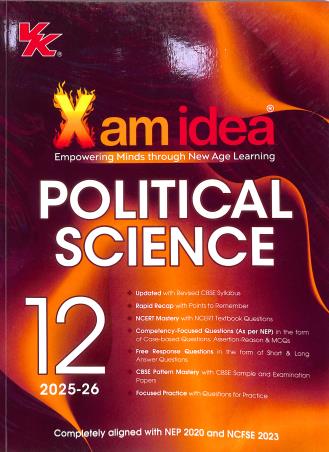 Book cover number 1 for Xam Idea Political Science CBSE Class 12 (2025-26) written by NA published by VK Global Publications Pvt. Ltd.