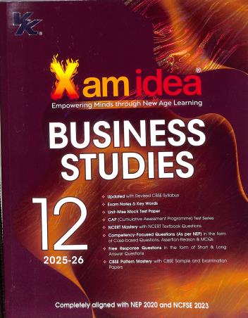 Book cover number 1 for Xam Idea Business Studies CBSE Class 12 (2025-26) written by NA published by VK Global Publications Pvt. Ltd.