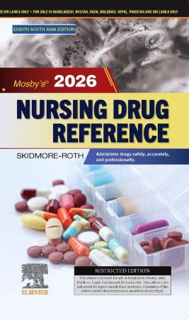 Book cover number 1 for Mosby's 2026 Nursing Drug Reference (Eight South Asia Edition) written by Linda Skidmore-Roth published by Elsevier