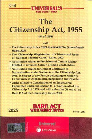 Book cover number 1 for The Citizenship Act,1955 (57 To 1955) 2025 written by NA published by LexisNexis