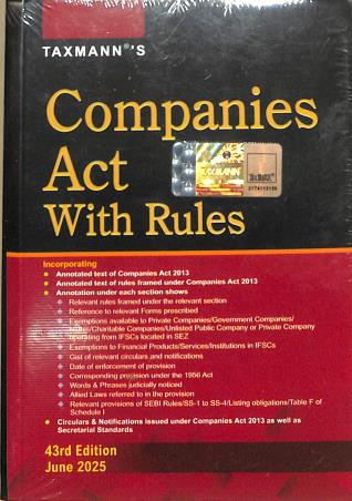 Book cover number 1 for Taxmann's Companies Act With Rules (June 2025) written by NA published by Taxmann Publications Pvt. Ltd.