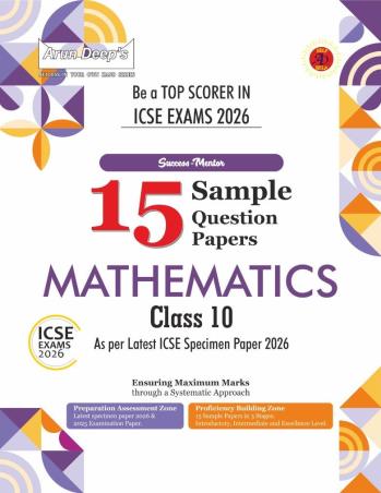 Book cover number 1 for Arun Deep's Success-Mentor 15 Sample Question Papers Mathematics ICSE Class 10 (2026 Exam) written by NA published by Ravinder Singh & Sons