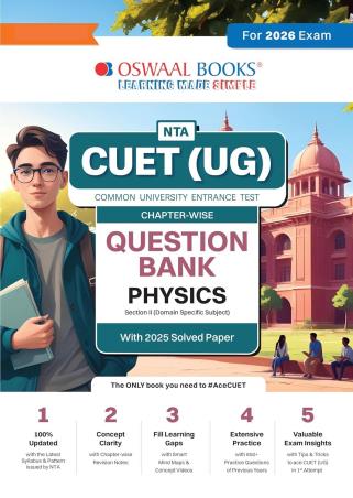 Book cover number 1 for Oswaal NTA CUET (UG) Chapter-Wise Question Bank Physics (2026 Exam) written by NA published by Oswaal Books