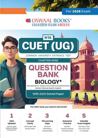 Book cover number 1 for Oswaal NTA CUET (UG) Question Bank Biology Section 2 (2026 Exam) written by NA published by Oswaal Books