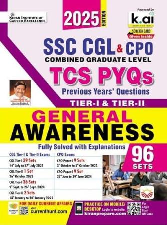 Book cover number 1 for SSC CGL & CPO Combined Graduate Level (Tier 1 & Tier 2) General Awarness 2025 Edition written by NA published by Kiran Institute Of Career Excellence Pvt. Ltd.