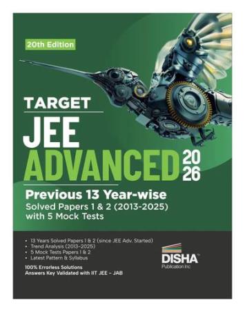 Book cover number 1 for Target JEE Advanced 2026 Previous 13 Year-Wise Solved Papers 1 & 2 (2013 - 2025) With 5 Mock Tests written by NA published by Disha Publication