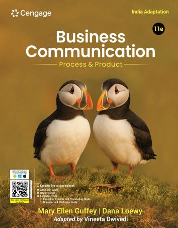 Book cover number 1 for Business Communication : Process & Product written by Mary Ellen Guffey, Dana Loewy, Vineeta Dwivedi published by Cengage Learning India Private Limited