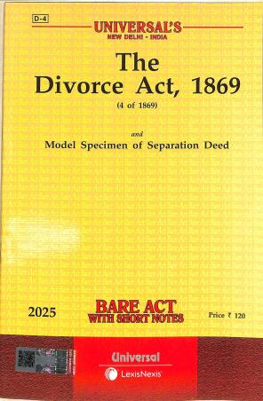 Book cover number 1 for The Divorce Act, 1869 (4 To 1869) 2025 written by NA published by LexisNexis