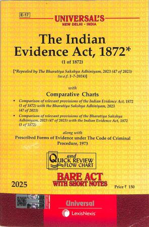 Book cover number 1 for The Indian Evidence Act, 1872 (1 Of 1872) 2025 written by NA published by LexisNexis