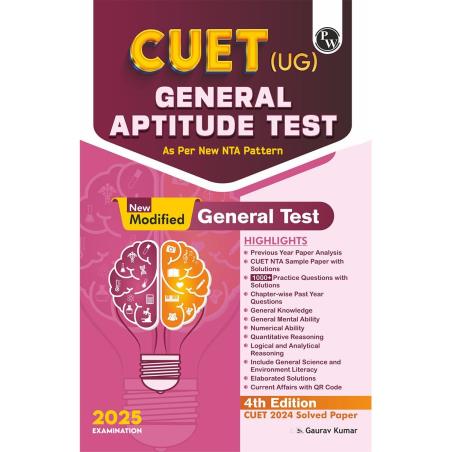 Book cover number 1 for CUET (UG) General Aptitude Test 2025 Examination written by Gaurav Kumar published by Physicswallah Private Limited