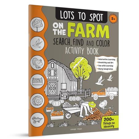 Book cover number 1 for Lots To Spot On The Farm : Search, Find And Color Activity Book written by NA published by Wonder House