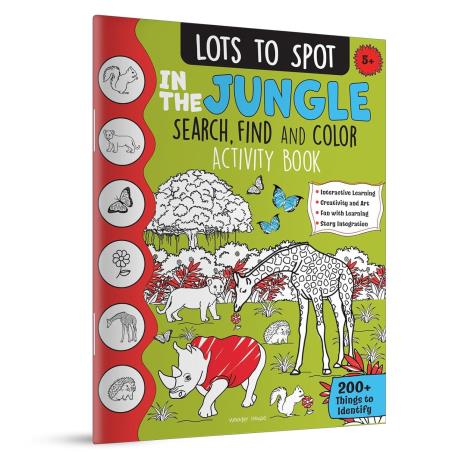 Book cover number 1 for Lots To Spot In The Jungle : Search, Find And Color Activity Book written by NA published by Wonder House
