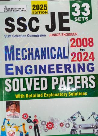 Book cover number 1 for SSC JE Mechanical Engineering Solved Papers (2008 & 2024) 33 Sets 2025 Edition written by NA published by Kiran Institute Of Career Excellence Pvt. Ltd.