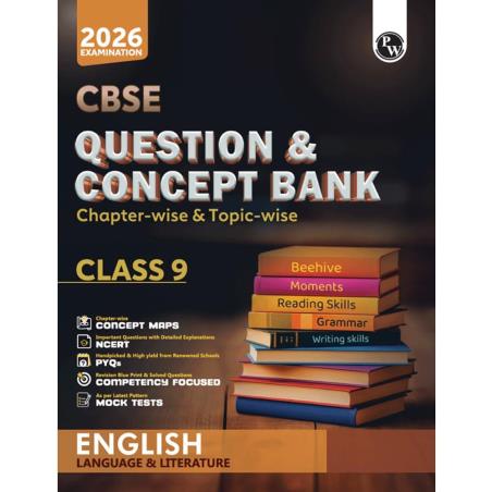 Book cover number 1 for CBSE Question & Concept Bank Class 9 English Language & Literature (2026 Examination) written by NA published by Physicswallah Private Limited