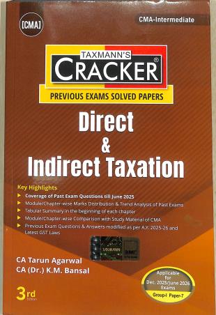 Book cover number 1 for Taxmann's Cracker Direct & Indirect Taxation (Group 1 Paper-7) written by Tarun Agarwal published by Taxmann Publications Pvt. Ltd.