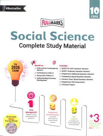 Book cover number 1 for Social Science CBSE Class 10 (Complete Study Material) For 2026 Exam written by NA published by Full Marks Pvt. Ltd.