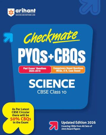Book cover number 1 for Checkmate PYQs & CBQs Science CBSE Class 10 written by Nidhi Sehgal, Monika Gill published by Arihant Prakashan