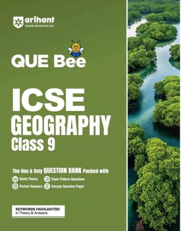 Book cover number 1 for QUE Bee ICSE Geography Class 9 written by Divya Gupta, Manisha Rana published by Arihant Prakashan