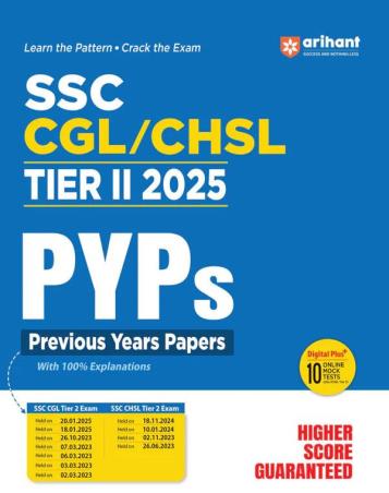 Book cover number 1 for SSC CGL / CHSL (Tier 2) 2025 PYPs (Previous Year Question Paper) written by Parneet Kaur, Varun Bali, Rishabh khurana, Anshu Singh published by Arihant Publications (India) Limited