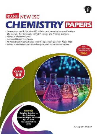 Book cover number 1 for Frank New ISC Chemistry Papers Class 12 (2026) written by NA published by Franksons