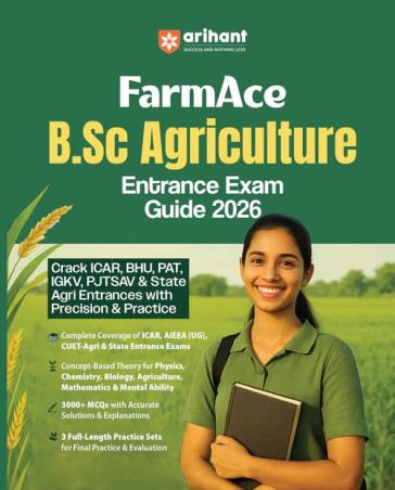 Book cover number 1 for FarmAce B.Sc Agriculture Entrance Exam 2026 written by Ajay Kumar, Shipra Goyal, Nirmal Pandey published by Arihant Publications (India) Limited