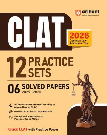 Book cover number 1 for CLAT 2026 12 Practice Sets & 6 Solved Papers (2025-2020 written by NA published by Arihant Publications (India) Limited