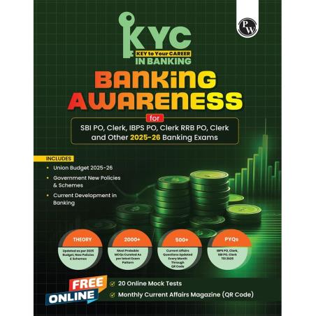 Book cover number 1 for KYC Banking Awareness For (SBI PO,Clerk,IBSP PO,Clerk RRB PO,Clerk And Other 2025-26 Banking Exams) written by NA published by Physicswallah Private Limited