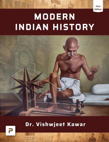 Book cover number 1 for Modern Indian History written by Vishwjeet Kawar published by PMF IAS