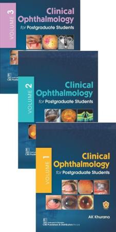 Book cover number 1 for Clinical Ophthalmology For Postgraduate Students (Set Of 3 Volume) written by A. K. Khurana published by CBS Publishers & Distributors Pvt. Ltd.