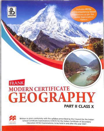 Book cover number 1 for Frank Modern Certificate Geography Part 2 Class 10 (2027) written by NA published by Frank Bros. & Co.