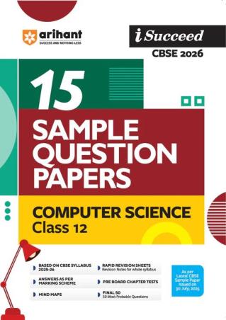 Book cover number 1 for I Succeed 15 Sample Question Papers Computer Science Class 12 (CBSE 2026) written by Abhishek Sharma, Ram Tiwari published by Arihant Prakashan