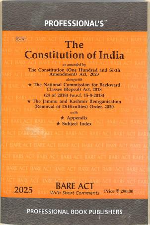 Book cover number 1 for Professional's The Constitution Of India (2025) written by NA published by Professional Book Publishers