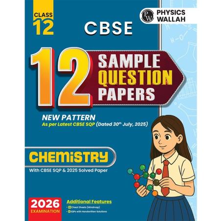 Book cover number 1 for 12 Sample Question Papers Chemistry Class 12 CBSE (2026 Examination) written by NA published by Physicswallah Private Limited