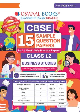 Book cover number 1 for Oswaal CBSE 15 Sample Question Papers Class 12 Business Studies (For 2026 Exam) written by NA published by Oswaal Books
