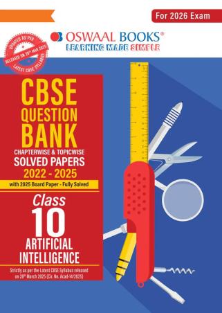 Book cover number 1 for Oswaal CBSE Question Bank Solved Papers 2022-2025 Artificial Intelligence Class 10 (2026 Exam) written by NA published by Oswaal Books