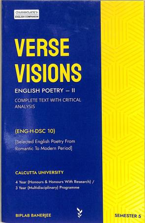 Book cover number 1 for Verse Visions (English Poetry 2) ENG H DSC 10 Semester 5 written by Biplab Banerjee published by Indian Books View
