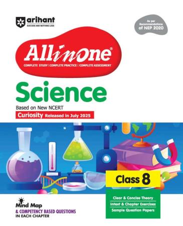 Book cover number 1 for All In One Science Class 8 (NEP 2020) written by Tamanna Sharma, Priyasha Gupta, Himanshi Gambhir published by Arihant Prakashan