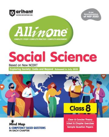 Book cover number 1 for All In One Social Science Class 8 (NEP 2020) written by Nauseen Nigar, Prity Kumari published by Arihant Prakashan