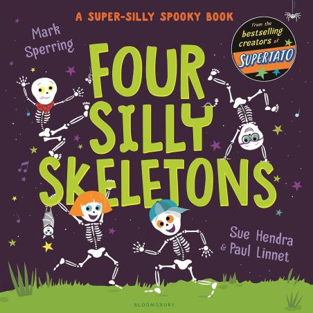 Book cover number 1 for Four Silly Skeletons written by Mark Sperring published by Bloomsbury Publishing