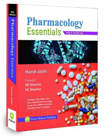 Book cover number 1 for Pharmacology Essentials Prep Manual written by Harsh Joshi published by Paras Medical Publisher